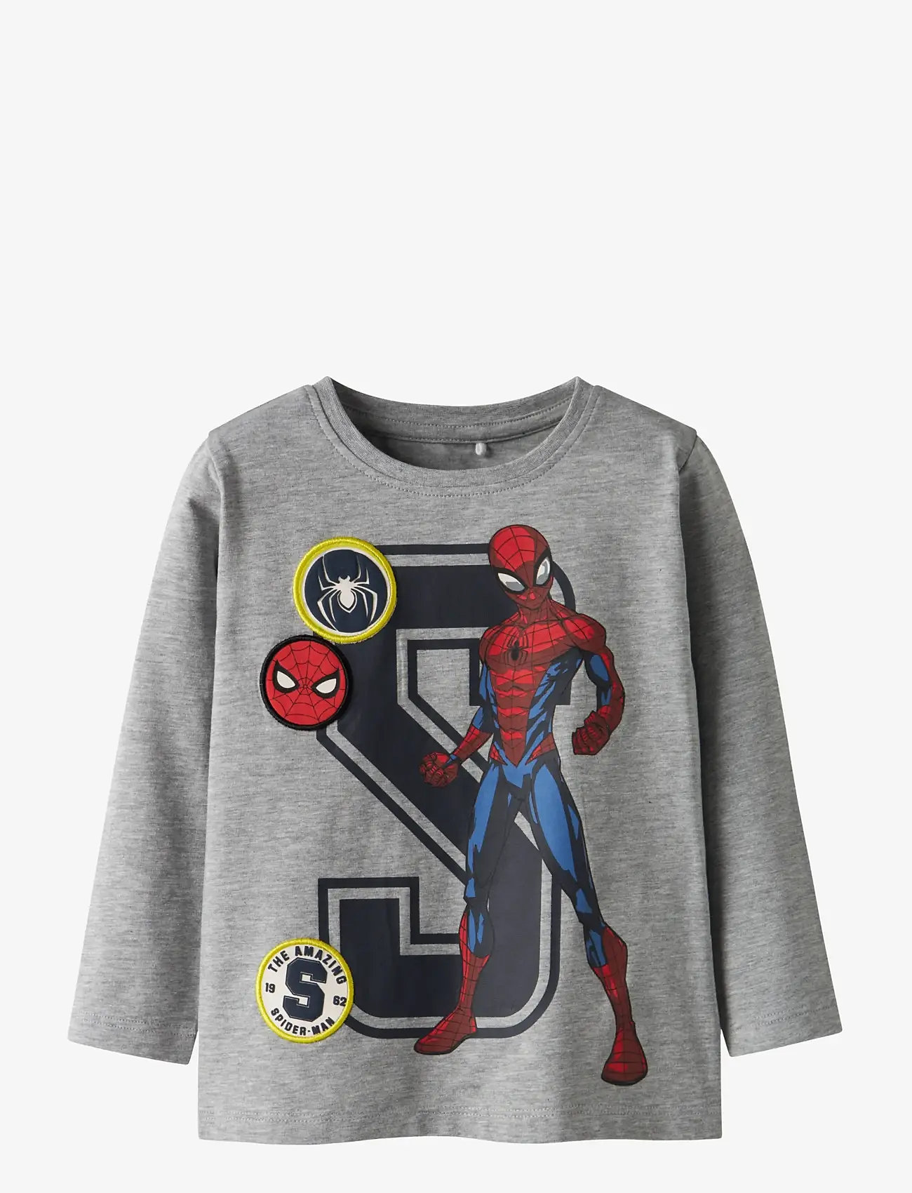 name it - NMMDEEP SPIDER LS NREG TOP BOX NOOS MAR - long-sleeved t-shirts - grey melange - 1