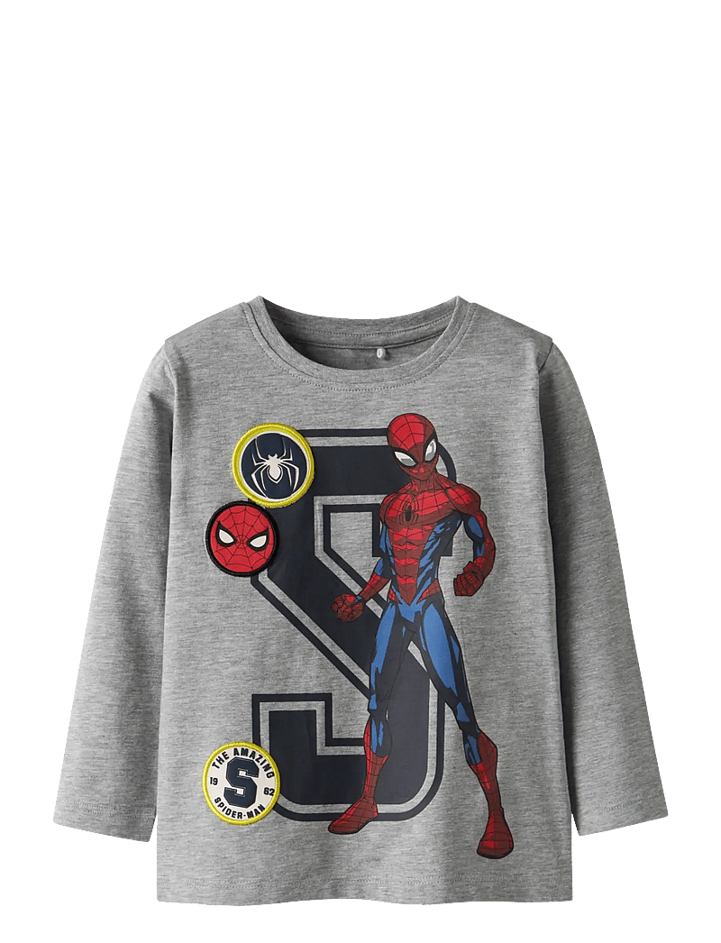 name it - NMMDEEP SPIDER LS NREG TOP BOX NOOS MAR - long-sleeved t-shirts - grey melange - 1