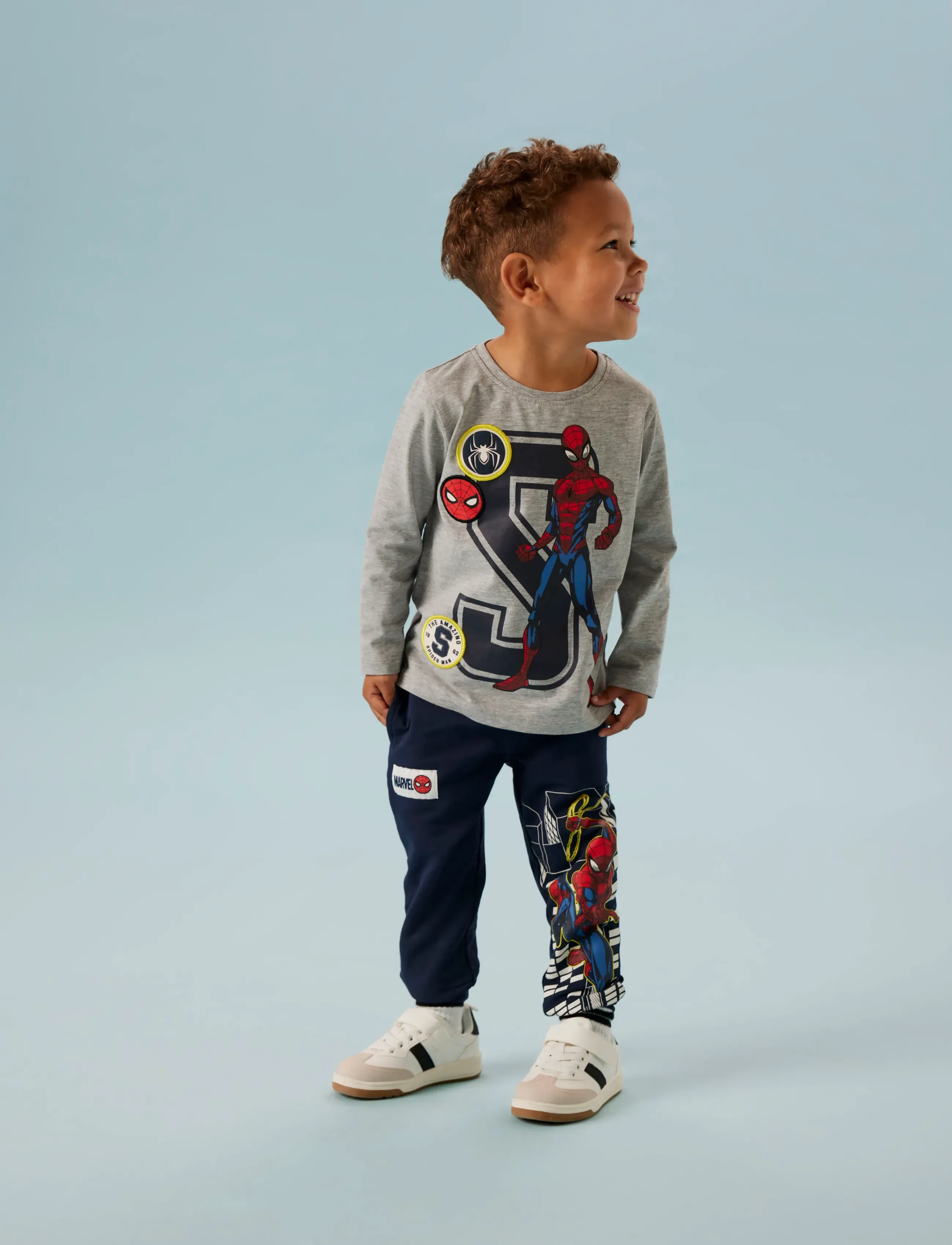 name it - NMMDEEP SPIDER LS NREG TOP BOX NOOS MAR - t-krekli ar garām piedurknēm - grey melange - 4
