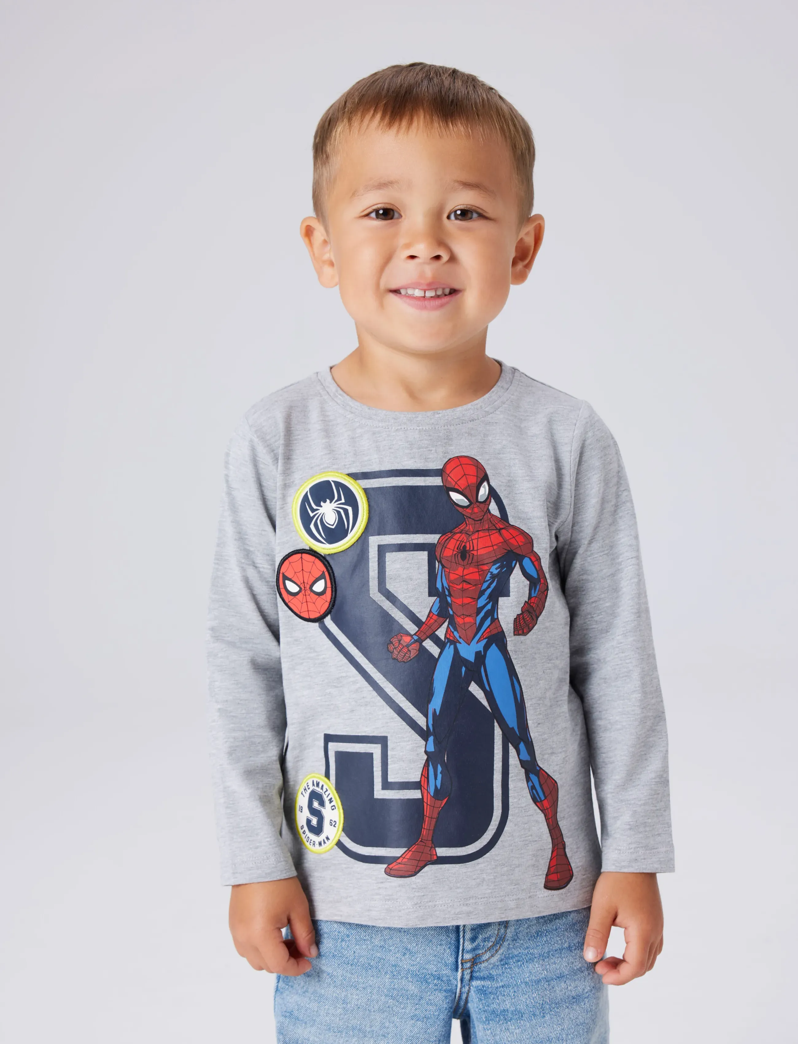 name it - NMMDEEP SPIDER LS NREG TOP BOX NOOS MAR - t-krekli ar garām piedurknēm - grey melange - 5