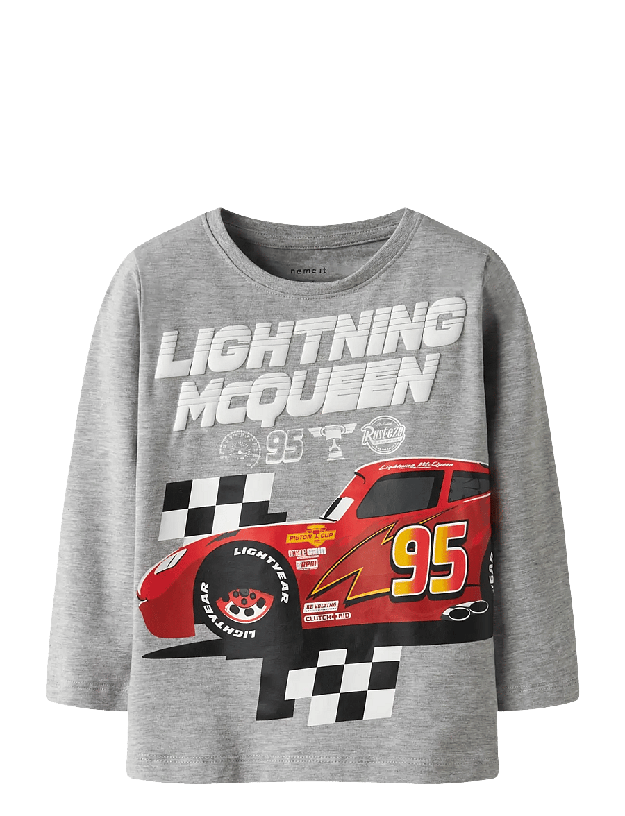 name it - NMMDRACO CARS LS NREG TOP BOX WDI - t-shirts à manches longues - grey melange - 1