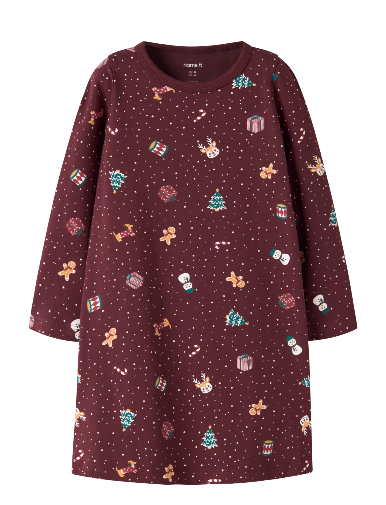 name it NMFVISMAS LS NIGHTGOWN - Nightdresses - BURGUNDY / burgundy