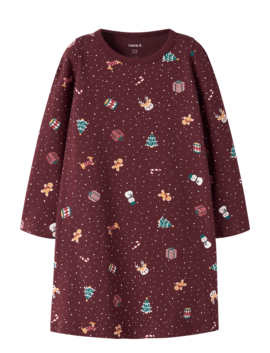 name it - NMFVISMAS LS NIGHTGOWN - nattlinnen - burgundy - 0