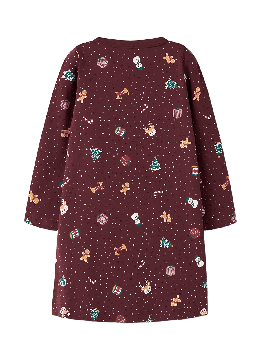 name it - NMFVISMAS LS NIGHTGOWN - nattlinnen - burgundy - 1