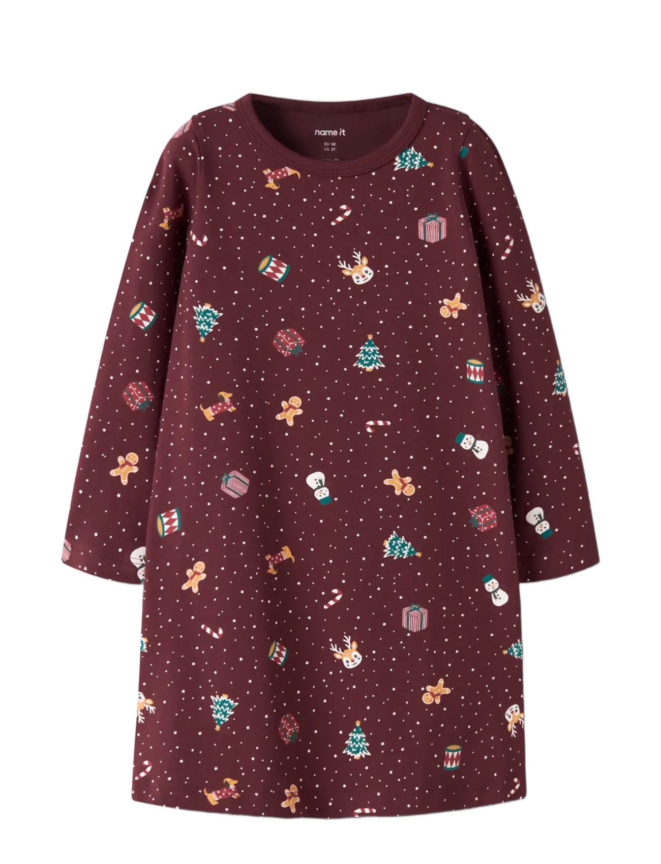 name it - NMFVISMAS LS NIGHTGOWN - nightdresses - burgundy - 2