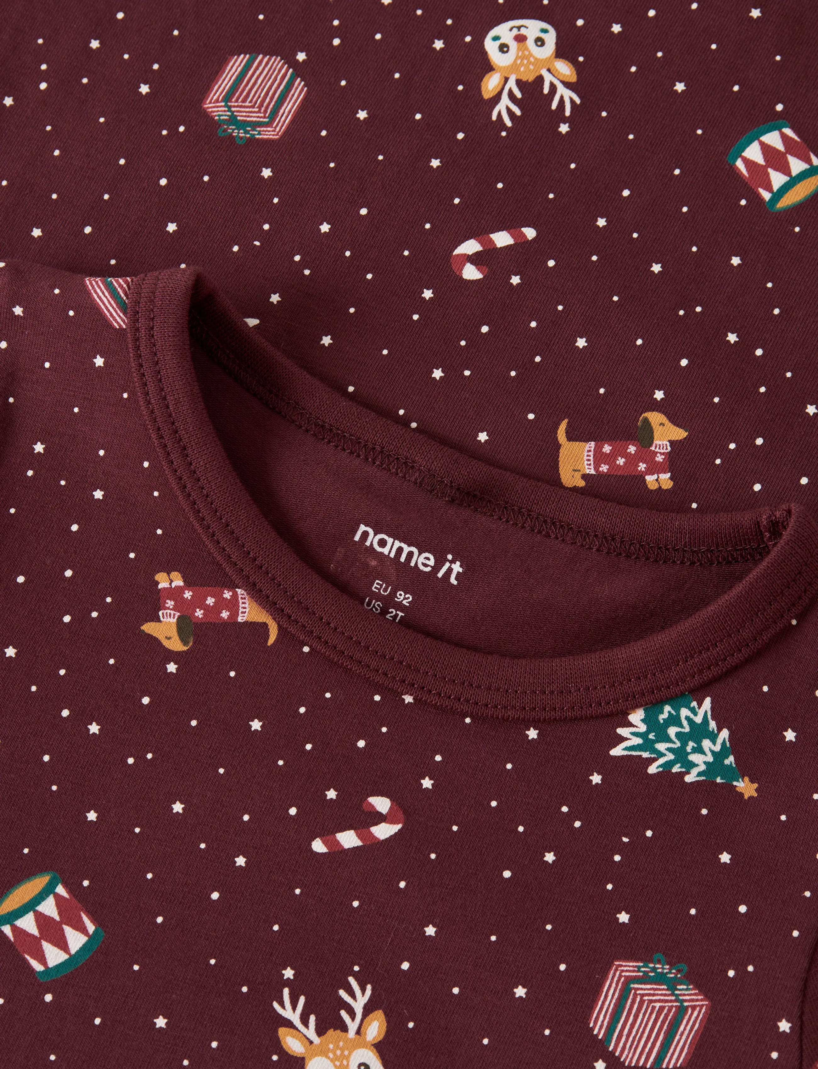 name it - NMFVISMAS LS NIGHTGOWN - nightdresses - burgundy - 3