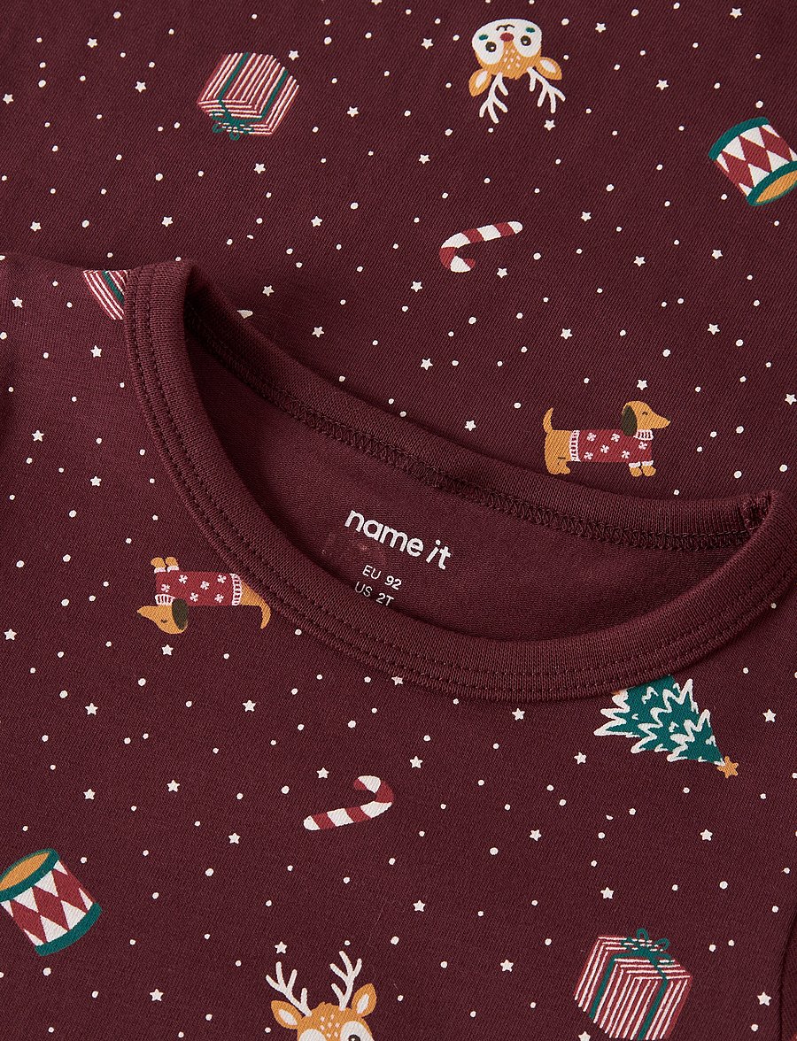 name it - NMFVISMAS LS NIGHTGOWN - nattlinnen - burgundy - 3