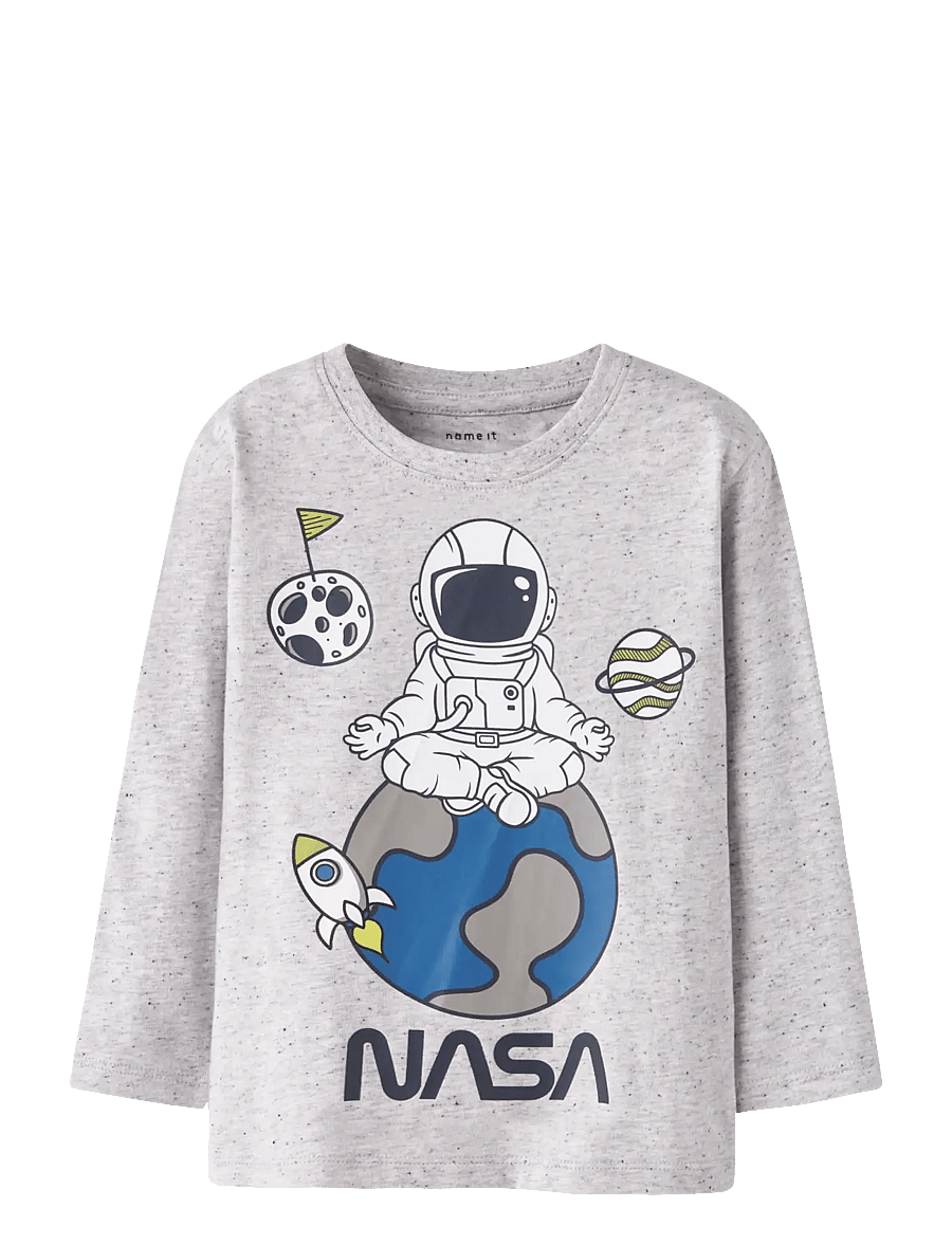 name it - NMMDACK NASA LS NREG TOP BOX NAS - långärmade t-shirts - peyote melange - 0
