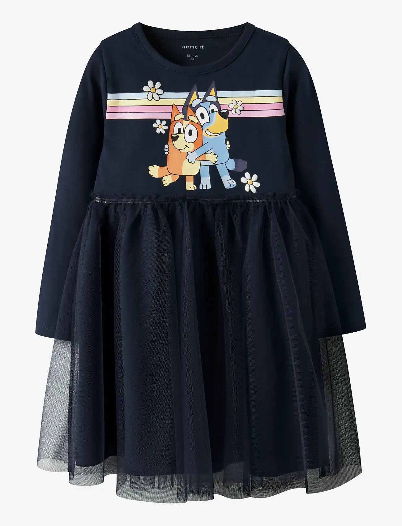 name it - NMFJEAN BLUEY LS TULLE DRESS SKY - festklänningar - navy blazer - 1