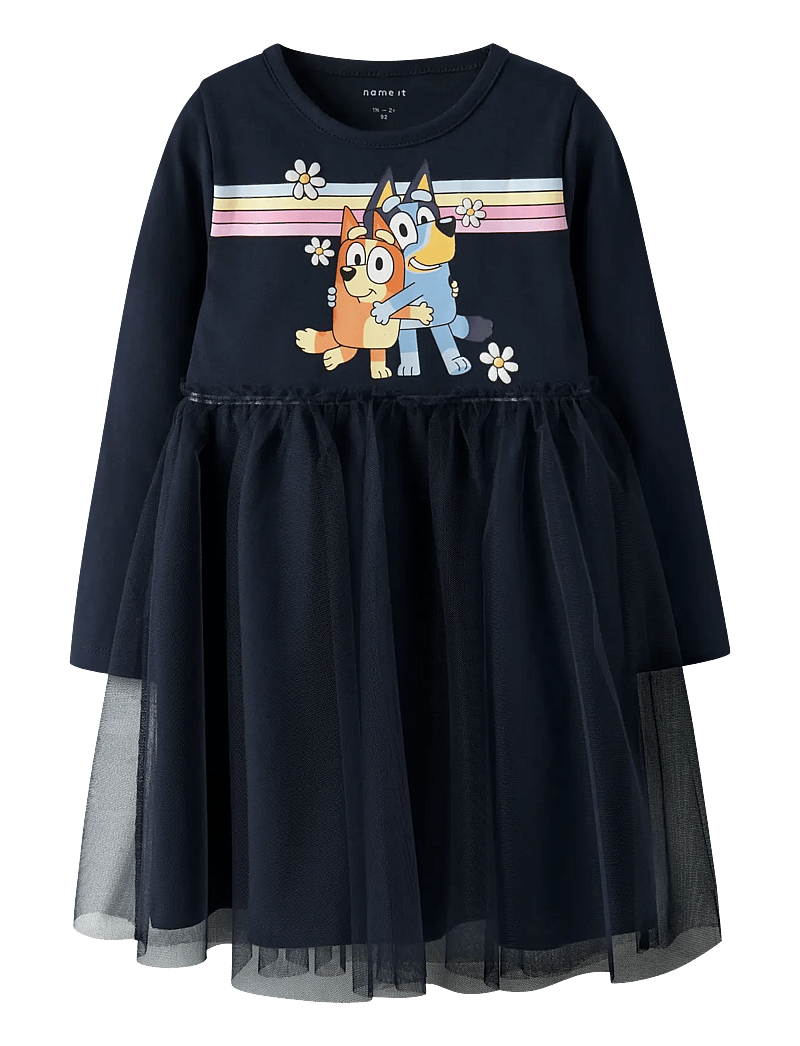 name it - NMFJEAN BLUEY LS TULLE DRESS SKY - partykleider - navy blazer - 1
