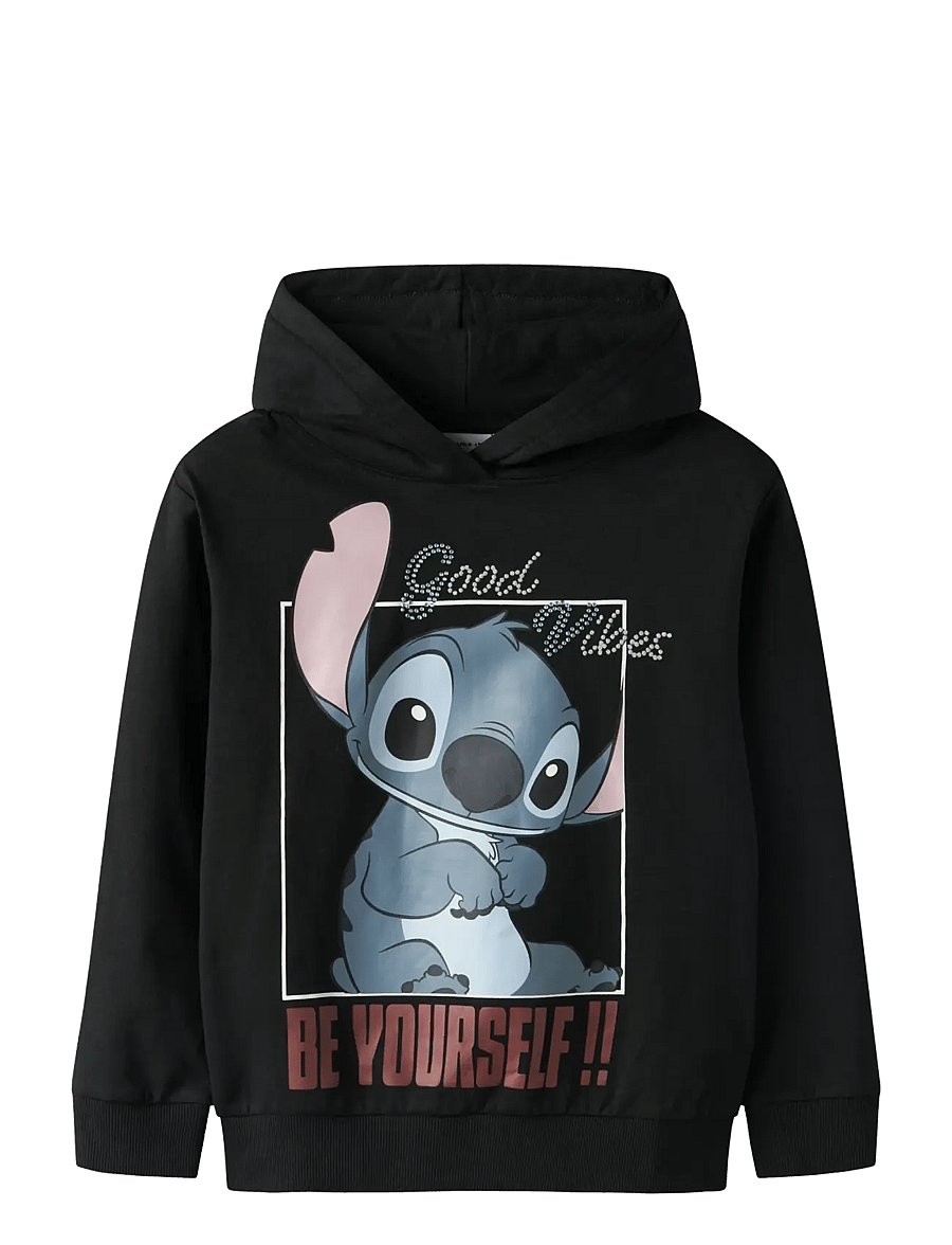 name it - NKFDYS STITCH NREG SWEAT WH BRU WDI - kapuzenpullover - black - 1