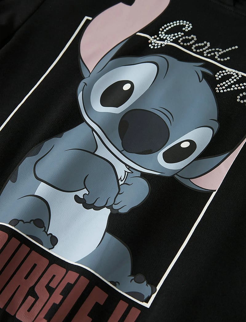name it - NKFDYS STITCH NREG SWEAT WH BRU WDI - huvtröjor - black - 0