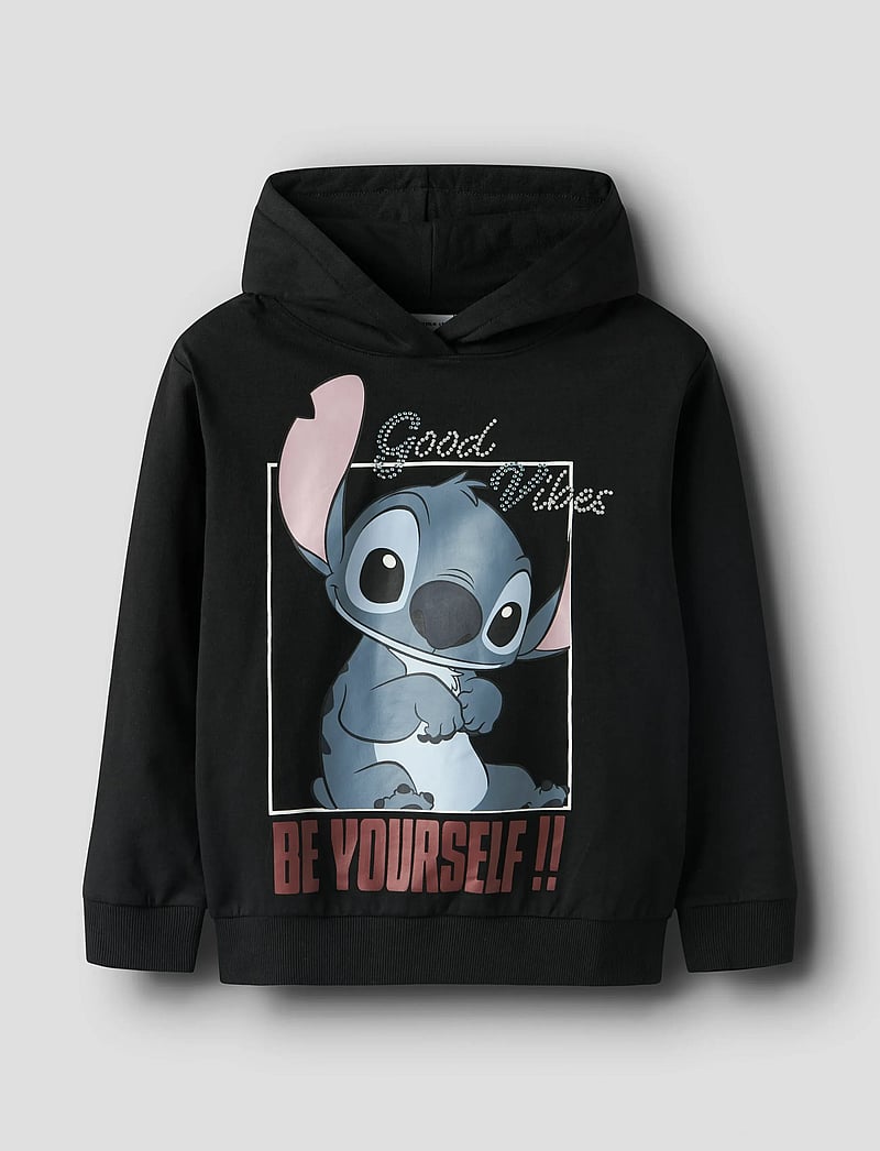 name it - NKFDYS STITCH NREG SWEAT WH BRU WDI - huvtröjor - black - 3