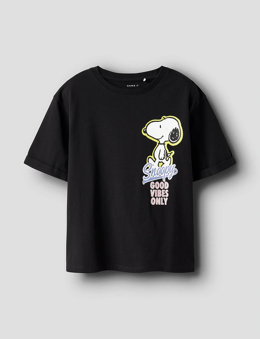 name it - NKFDYLANA SNOOPY SS NREG TOP BOX SKY - stutterma bolir - black - 3