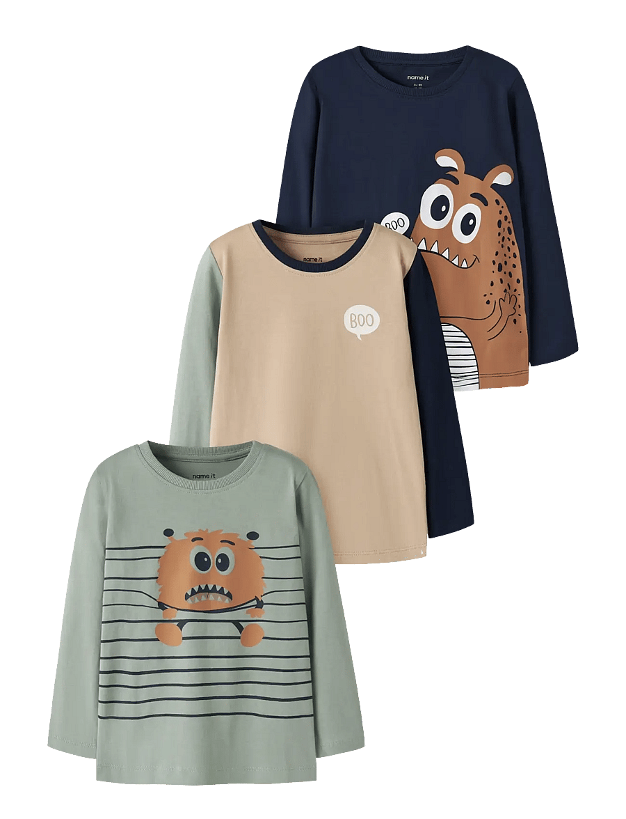 name it - NMMNIKO 3P LS TOP LNOOS - langærmede t-shirts - navy blazer - 0