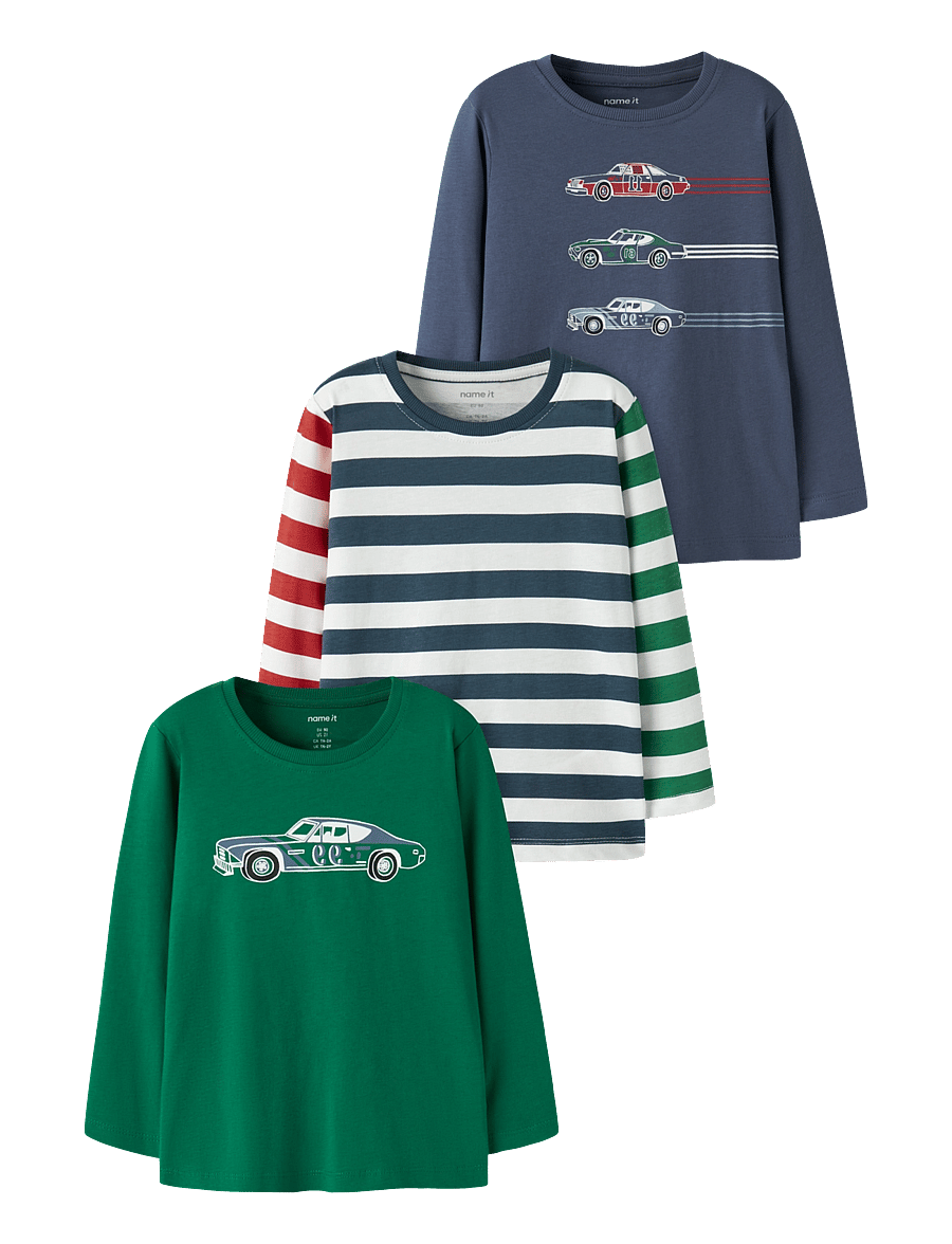 name it - NMMNIKO 3P LS TOP LNOOS - toppar & t-shirts - vintage indigo - 0