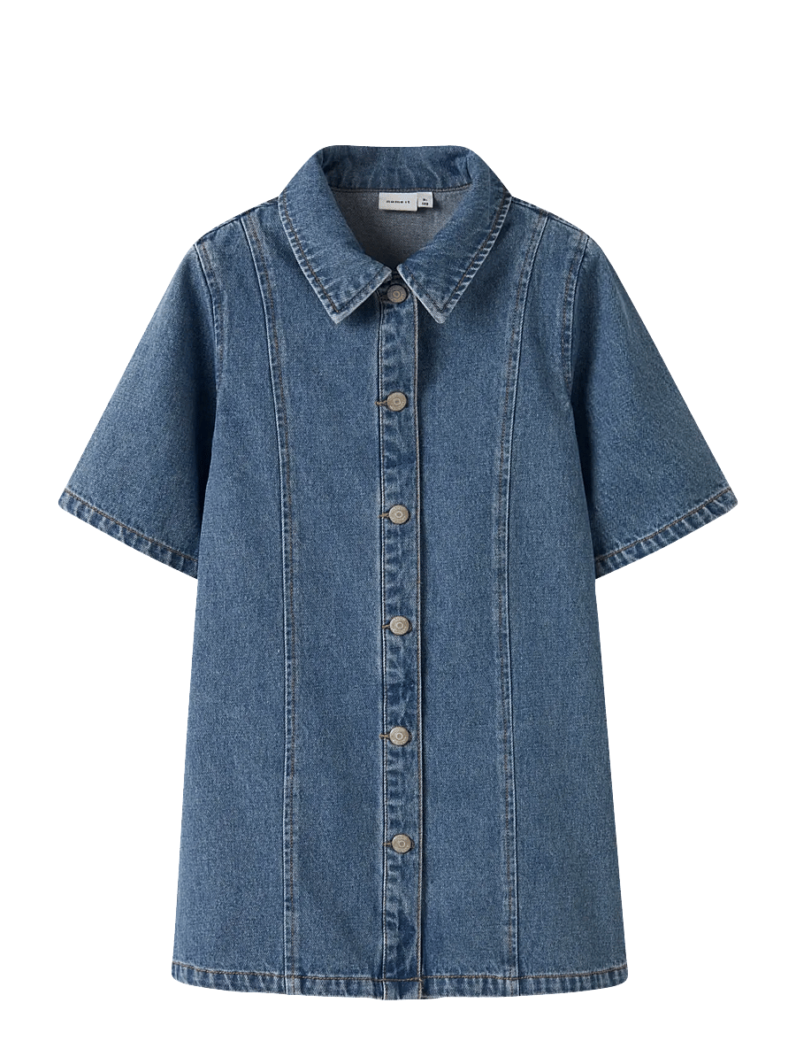 name it - NKFGIANNA 2/4 DNM DRESS 2221-IZ D - kortærmede hverdagskjoler - medium blue denim - 1
