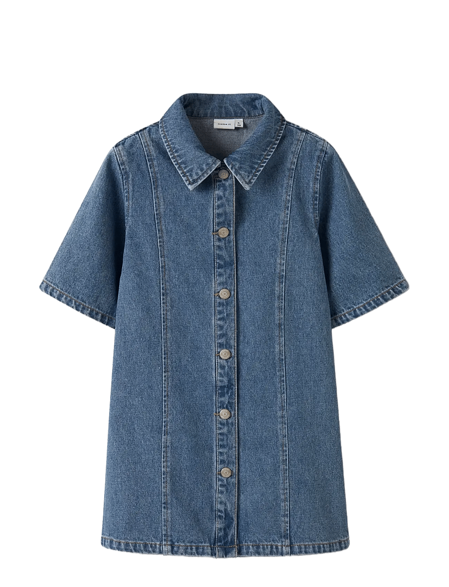 name it - NKFGIANNA 2/4 DNM DRESS 2221-IZ D - kortærmede hverdagskjoler - medium blue denim - 3
