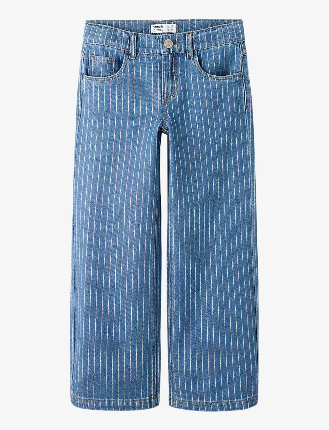 name it - NMFROSE WIDE STRIPE JEANS 2224-NM F - laia säärega teksad - medium blue denim - 0