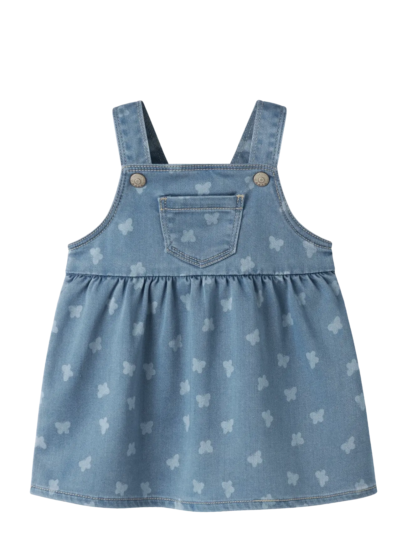 name it NBFMILLE AOP DNM BIBSKIRT 2224-TO F - Riided - LIGHT BLUE DENIM / blue