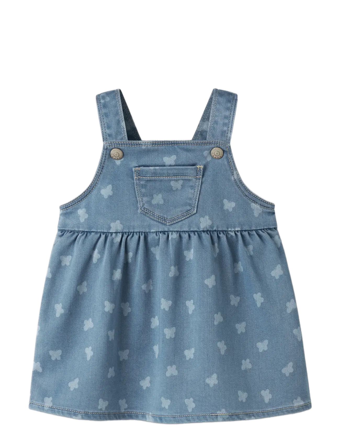 name it - NBFMILLE AOP DNM BIBSKIRT 2224-TO F - robes pour bébés sans manches - light blue denim - 2