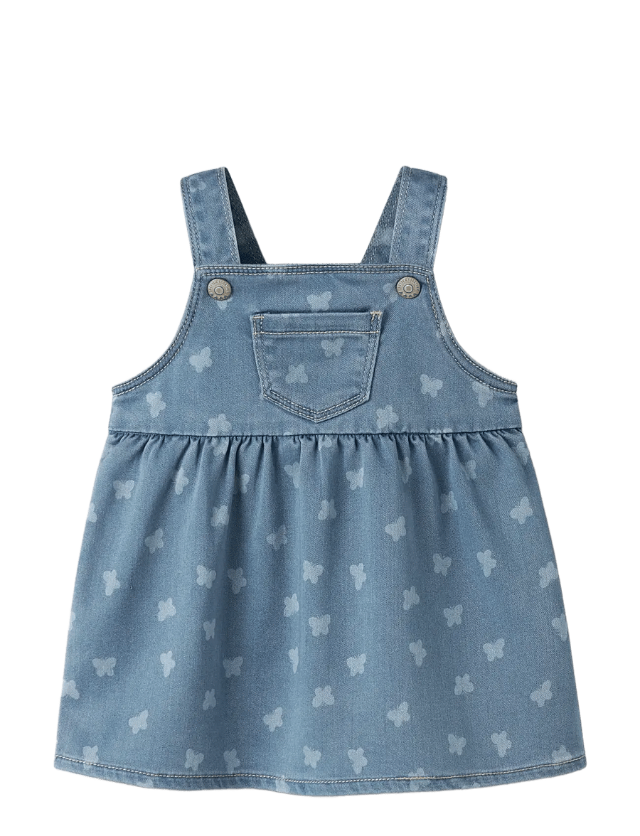 name it - NBFMILLE AOP DNM BIBSKIRT 2224-TO F - robes pour bébés sans manches - light blue denim - 2