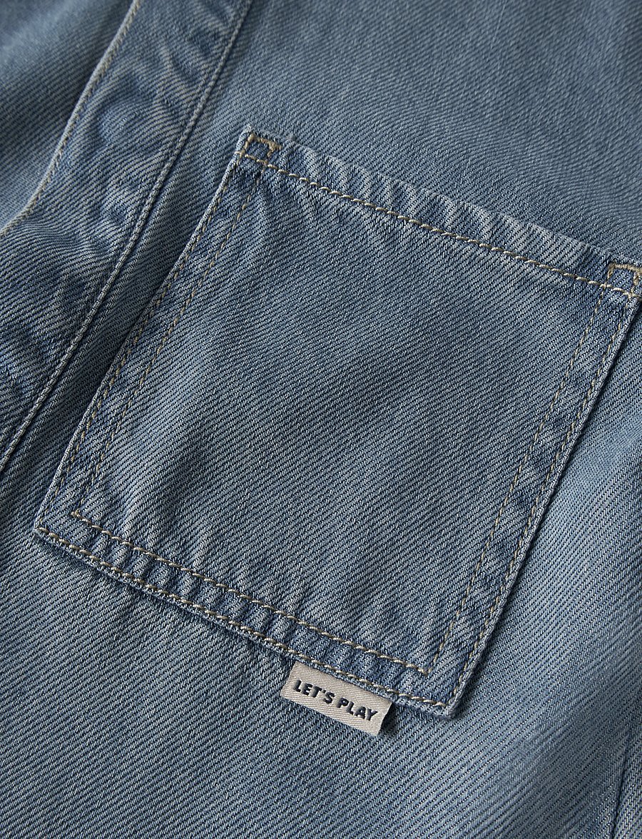 name it - NMMBO OS DNM LS SHIRT W HOOD 6950-PH D - långärmade skjortor - vintage medium blue denim - 4