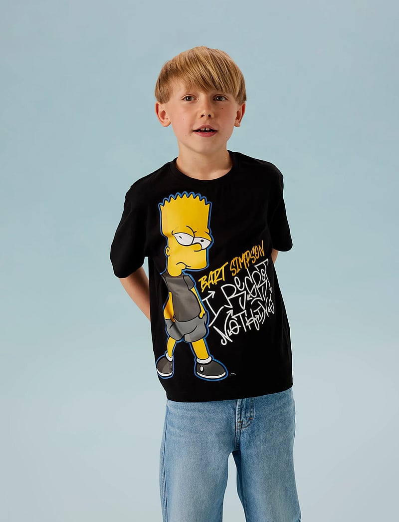 name it - NKMJUDA SIMPSONS NREG SS TOP BOX BFU - kurzärmelige - black - 4