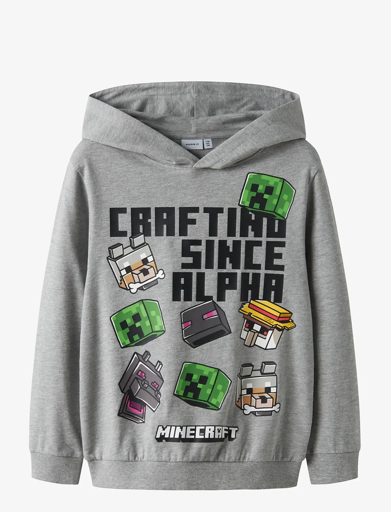name it - NKMJET MINECRAFT NREG SWEAT WH UNB BFU - hættetrøjer - grey melange - 1