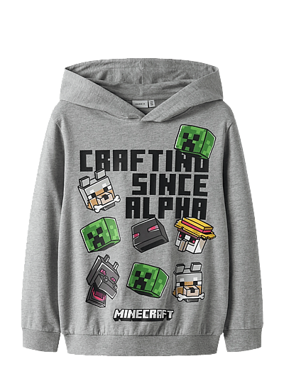 name it NKMJET MINECRAFT NREG SWEAT WH UNB BFU - Fødselsdagsgaver - GREY MELANGE / grey