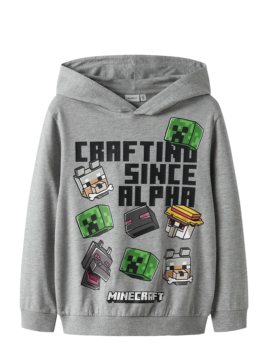 name it - NKMJET MINECRAFT NREG SWEAT WH UNB BFU - kapuzenpullover - grey melange - 1