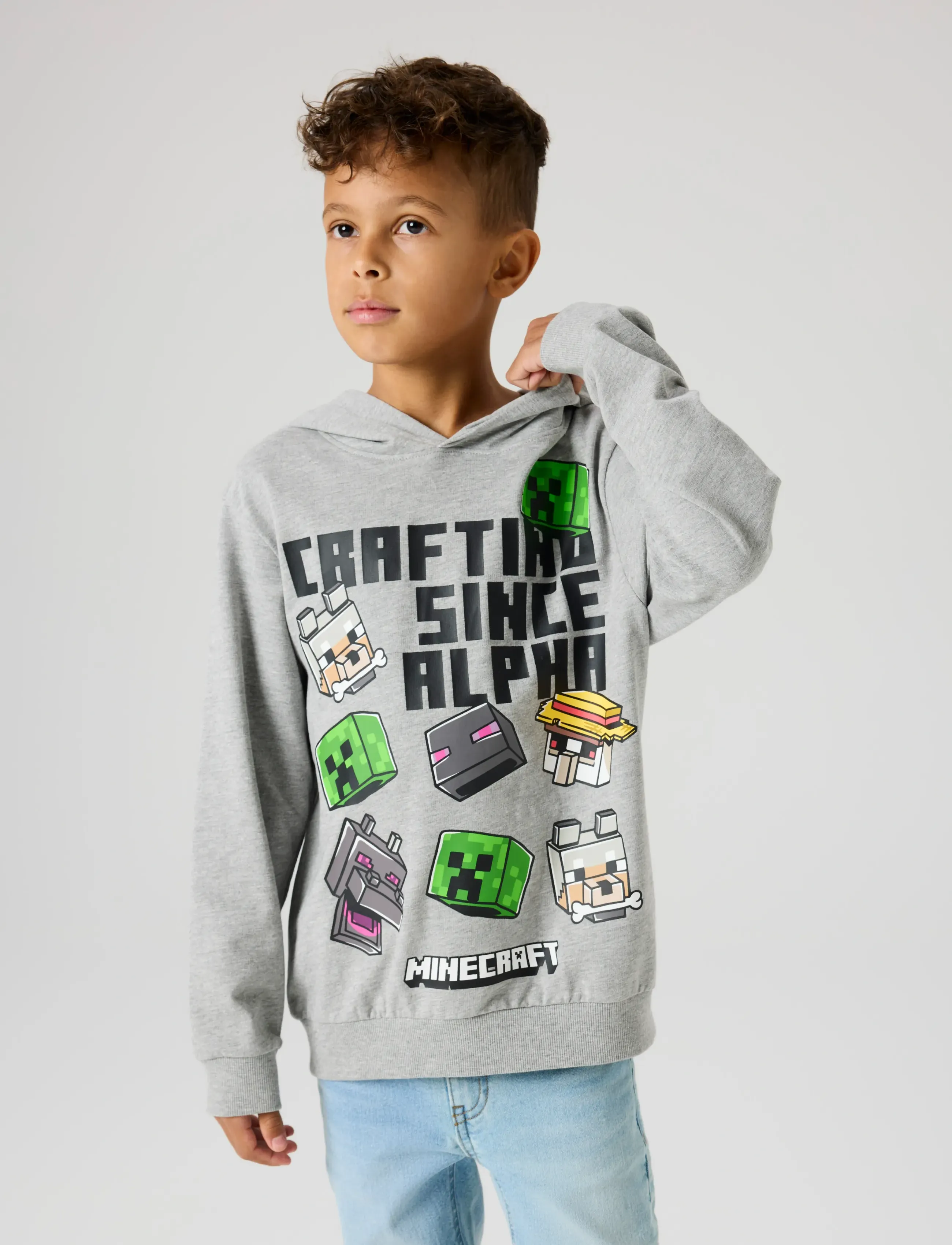 name it - NKMJET MINECRAFT NREG SWEAT WH UNB BFU - kapuzenpullover - grey melange - 4