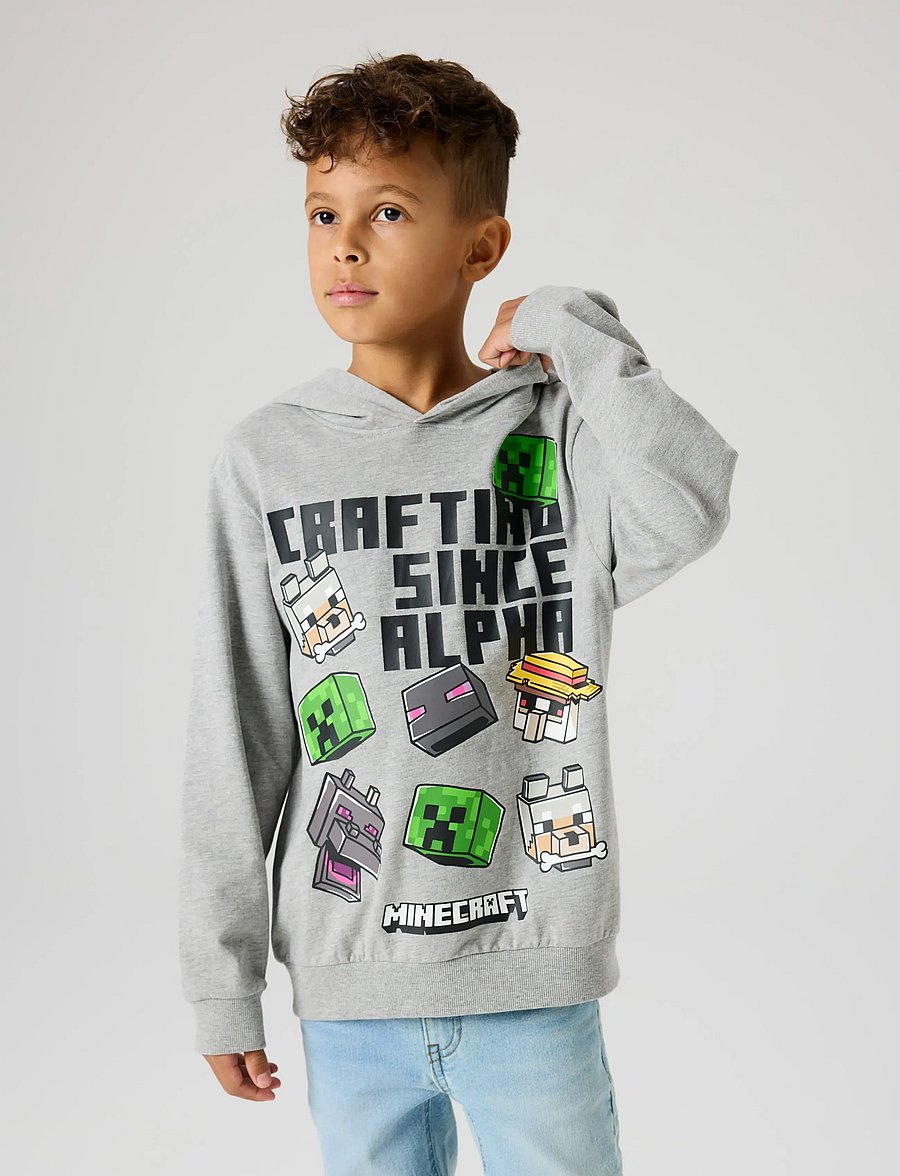 name it - NKMJET MINECRAFT NREG SWEAT WH UNB BFU - kapuzenpullover - grey melange - 4