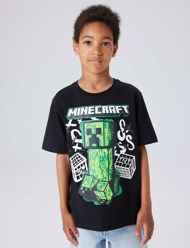 name it - NKMDI MINECRAFT SS NREG TOP BOX NOOS BFU - kortærmede t-shirts - black - 4