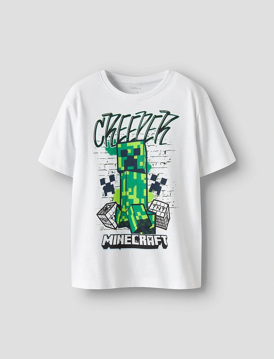 name it - NKMDI MINECRAFT SS NREG TOP BOX NOOS BFU - kortærmede t-shirts - bright white - 0