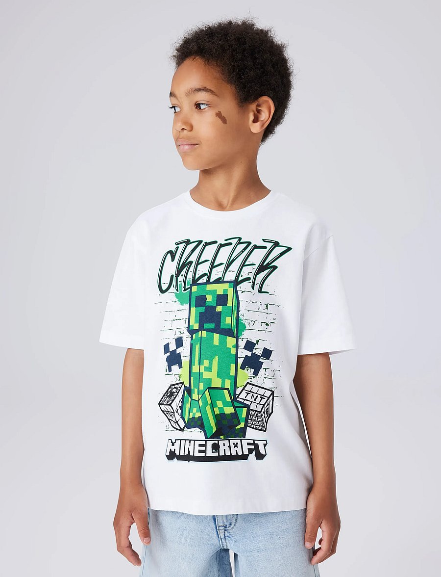 name it - NKMDI MINECRAFT SS NREG TOP BOX NOOS BFU - kortærmede t-shirts - bright white - 5