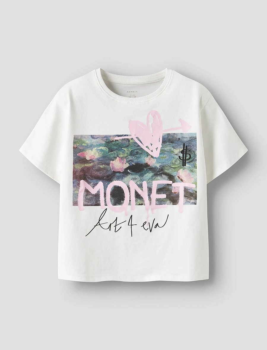 name it - NKFDYDISSI MONET SS NREG TOP NOOS ART - kurzärmelige - cloud dancer - 0