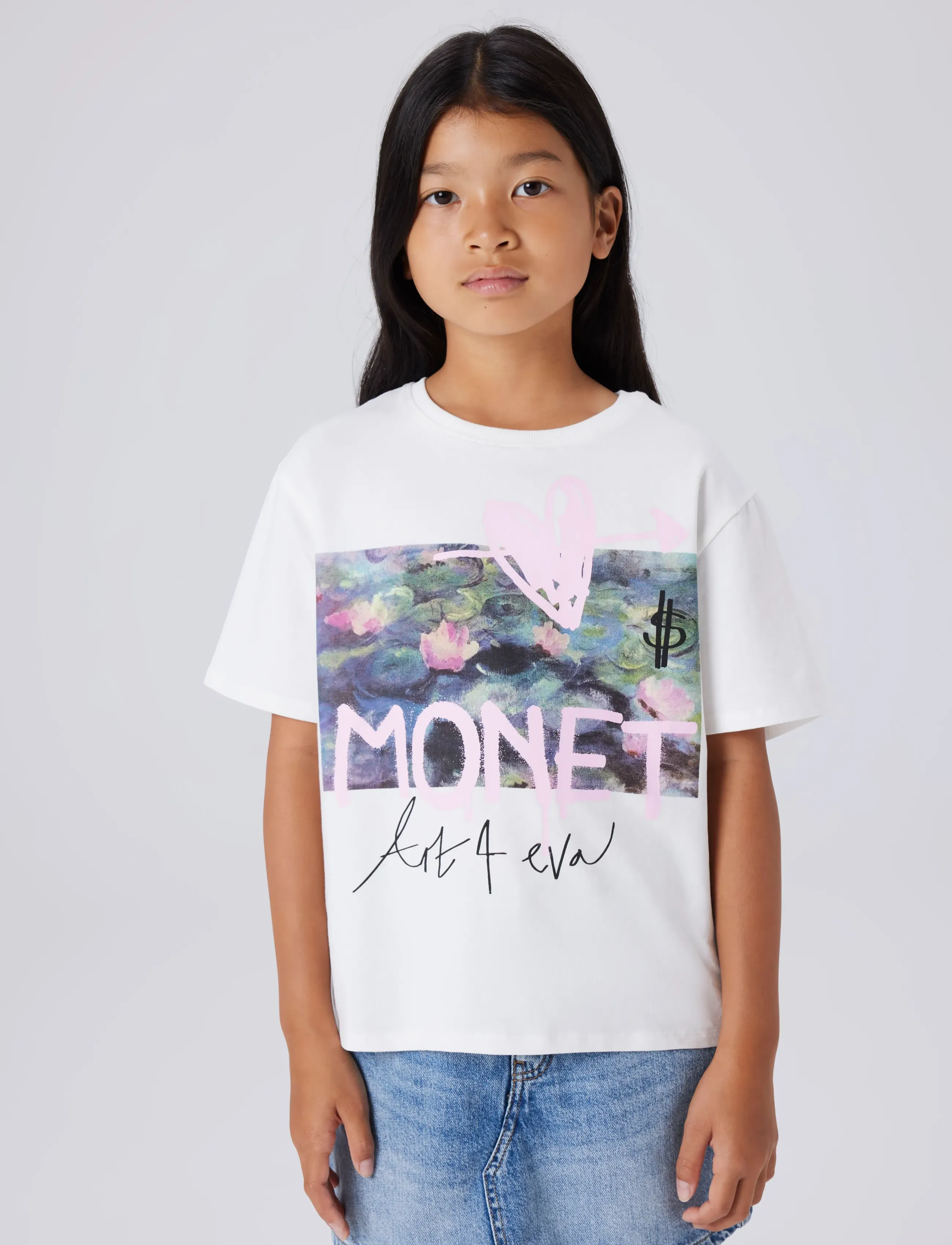name it - NKFDYDISSI MONET SS NREG TOP NOOS ART - kortærmede t-shirts - cloud dancer - 4