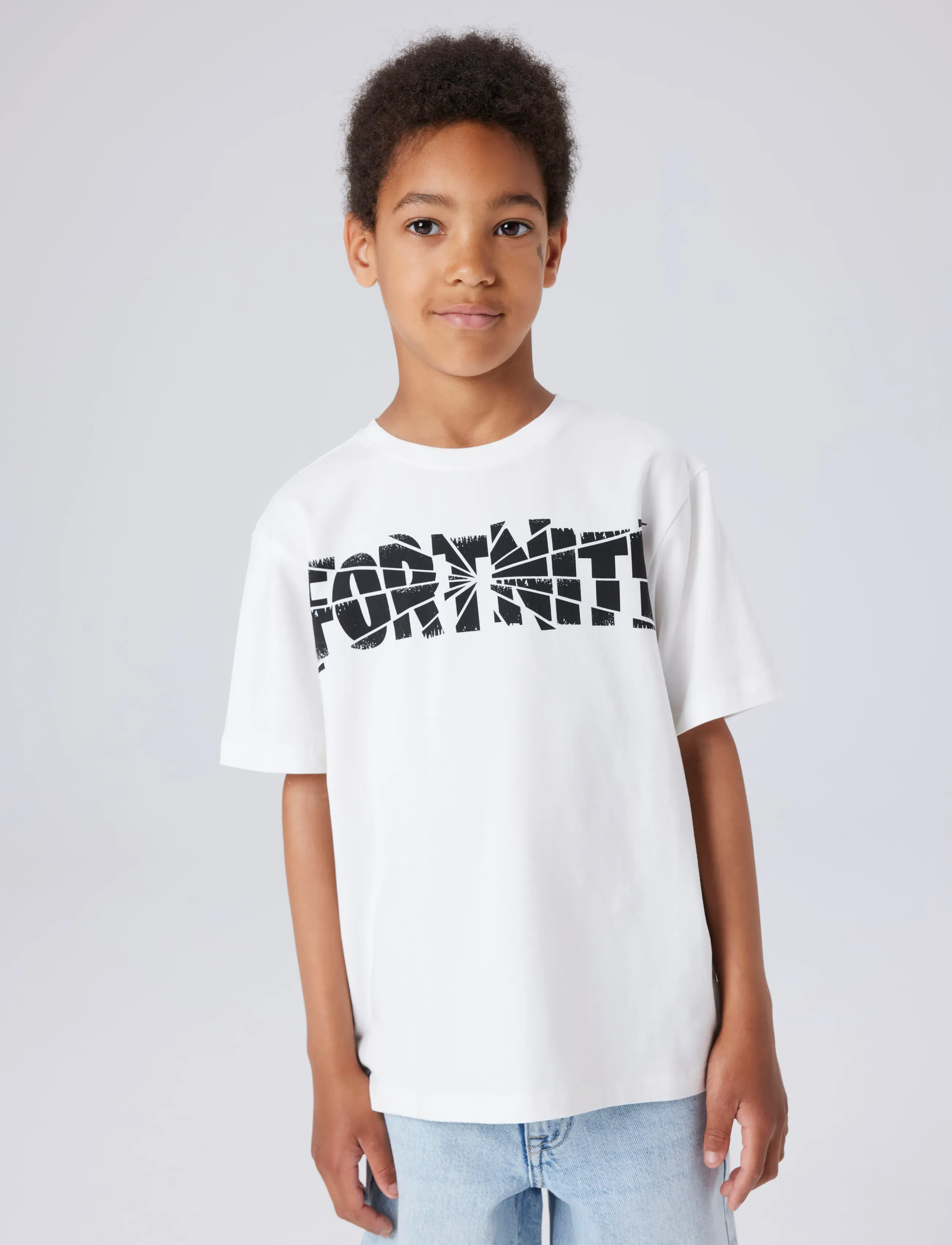 name it Nkmjamba Fortnite Ss Nreg Top Noos Bfu, Børn, Fortnite T-shirt, Hvid, Str: 116