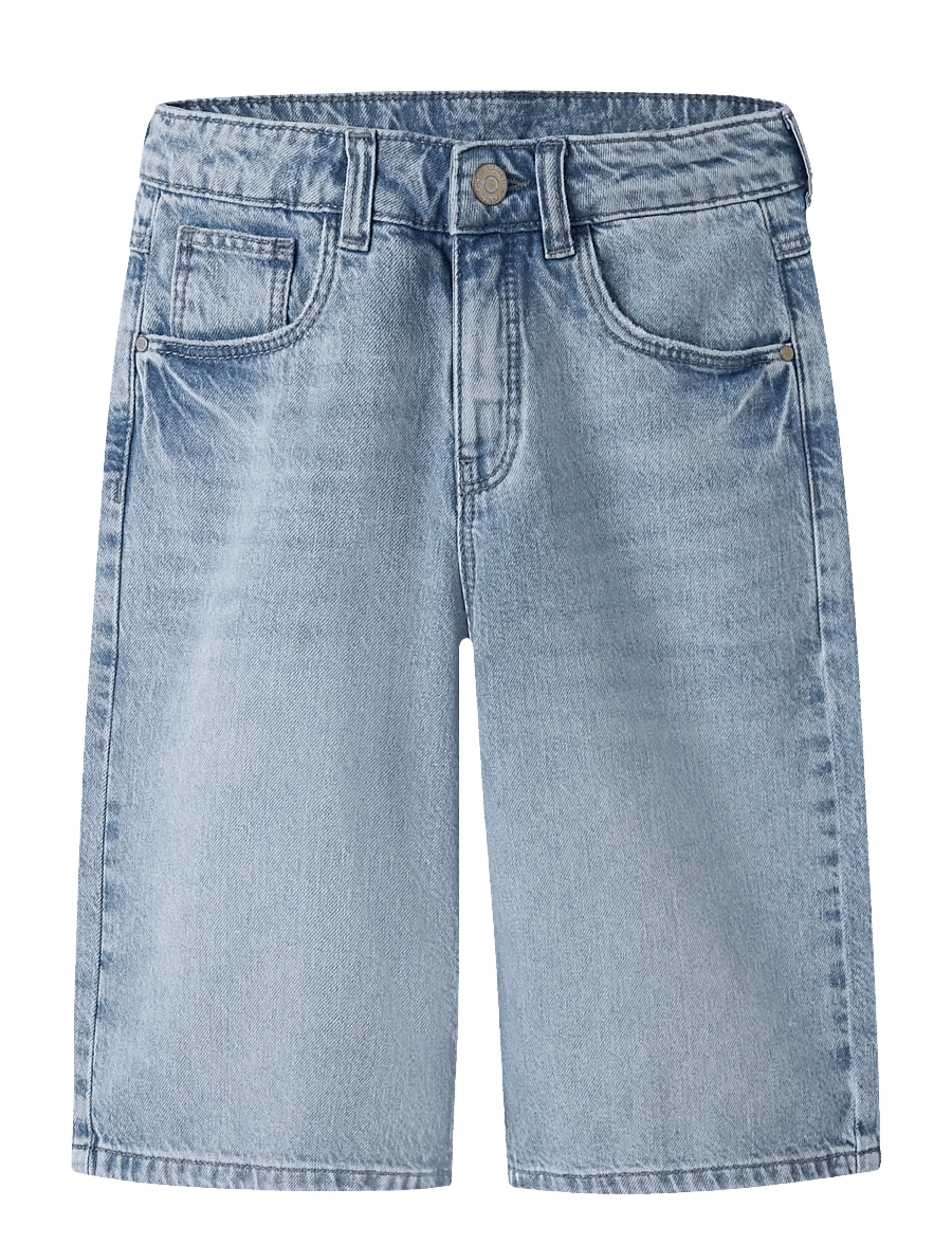 name it - NKFBELLA DNM JORTS 2227-MJ LNOOS - gallastuttbuxur - light blue denim - 0