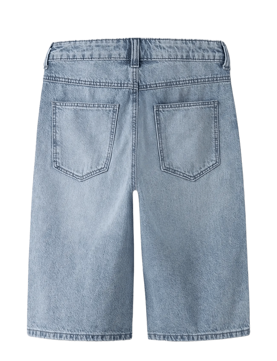 name it - NKFBELLA DNM JORTS 2227-MJ LNOOS - gallastuttbuxur - light blue denim - 1