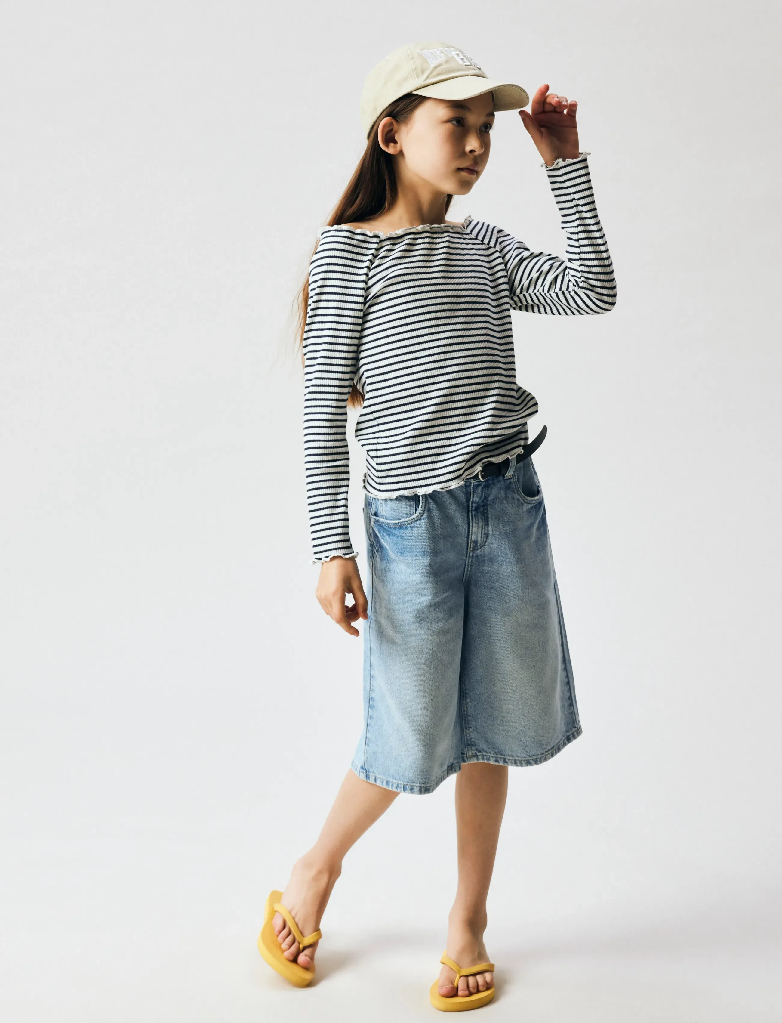 name it - NKFBELLA DNM JORTS 2227-MJ LNOOS - gallastuttbuxur - light blue denim - 3