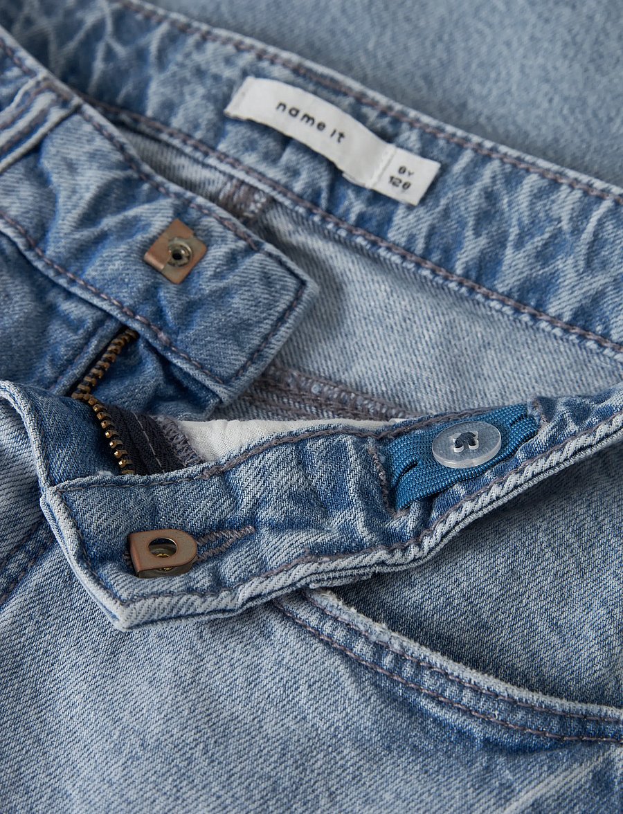 name it - NKFBELLA DNM JORTS 2227-MJ LNOOS - gallastuttbuxur - light blue denim - 4