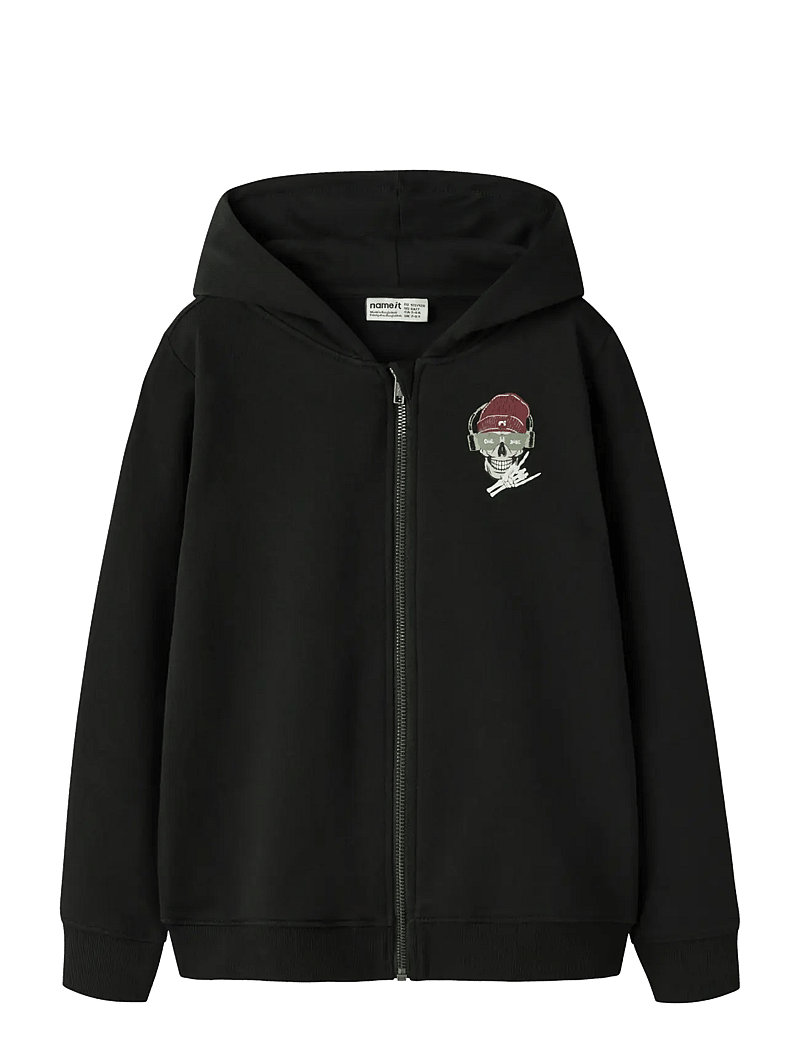 name it - NKMTEDDY LS SWEAT CARD WH BRU - hættetrøjer - black - 1