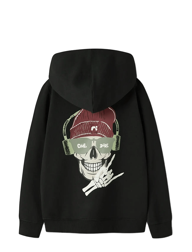 name it - NKMTEDDY LS SWEAT CARD WH BRU - hættetrøjer - black - 2