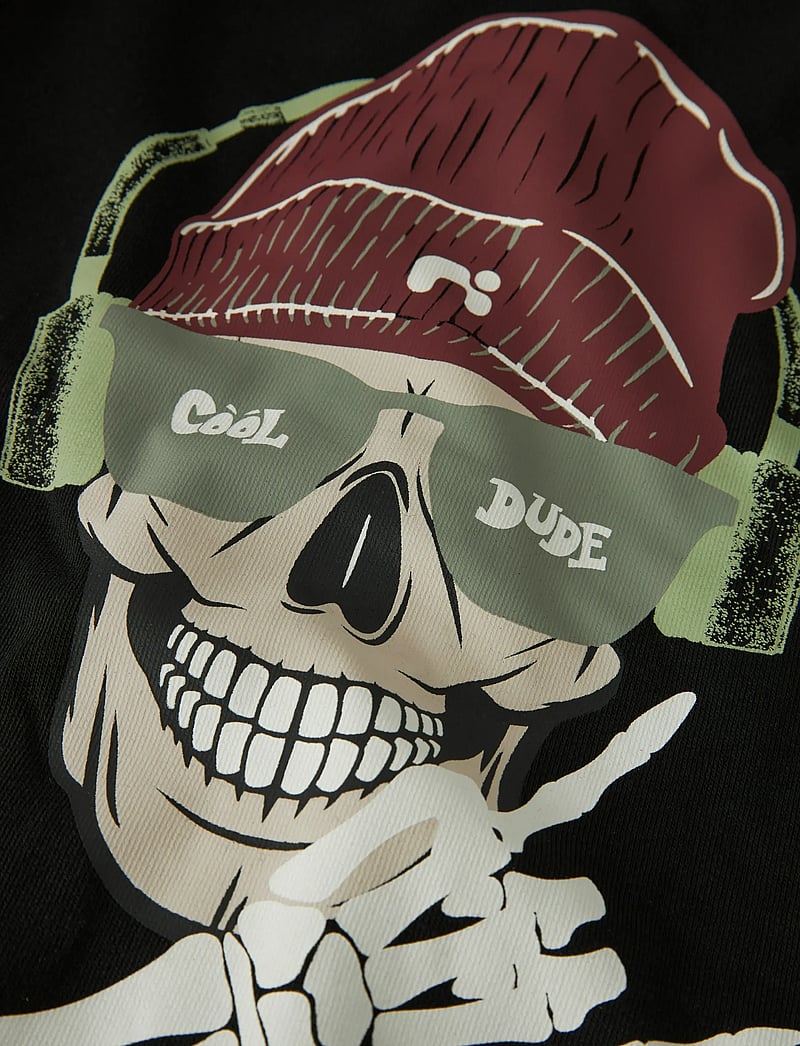 name it - NKMTEDDY LS SWEAT CARD WH BRU - hættetrøjer - black - 3