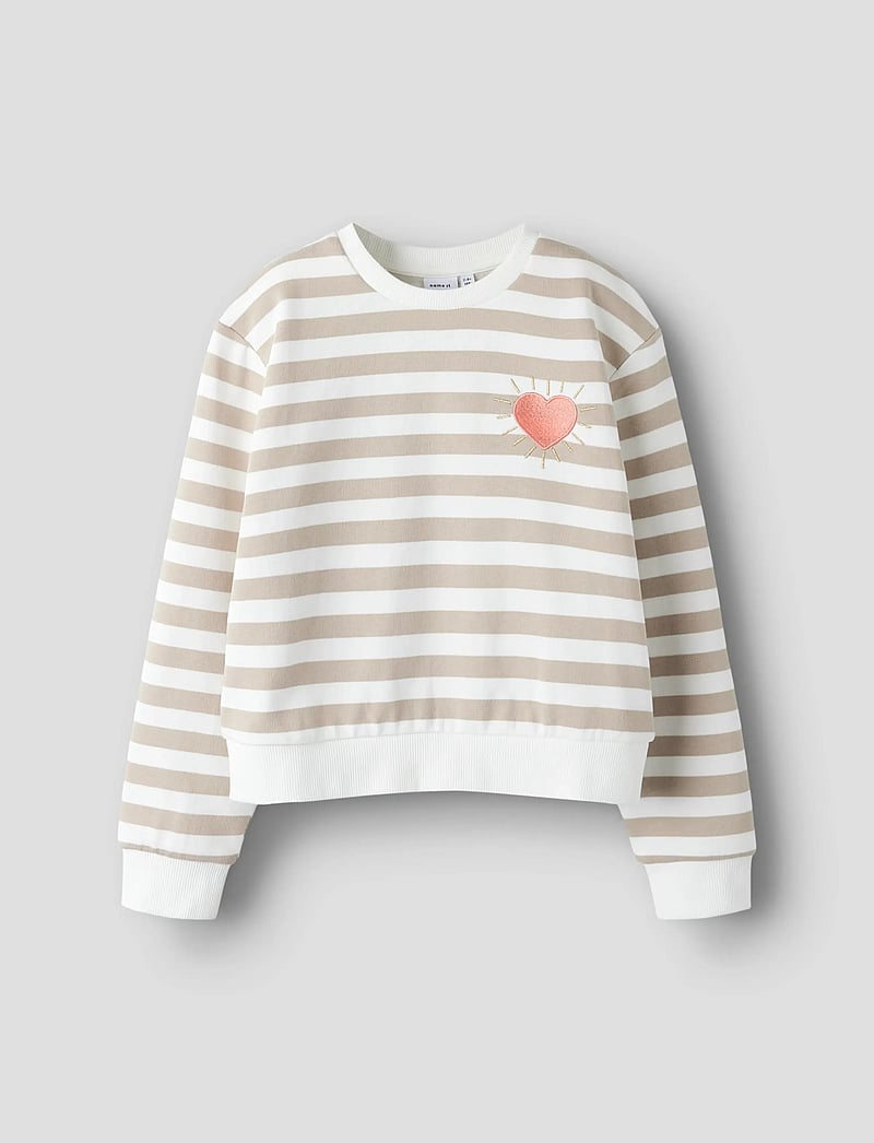 name it - NKFBELL SHORT NREG LS SWE BRU PS NOOS - sweatshirts - cloud dancer - 0