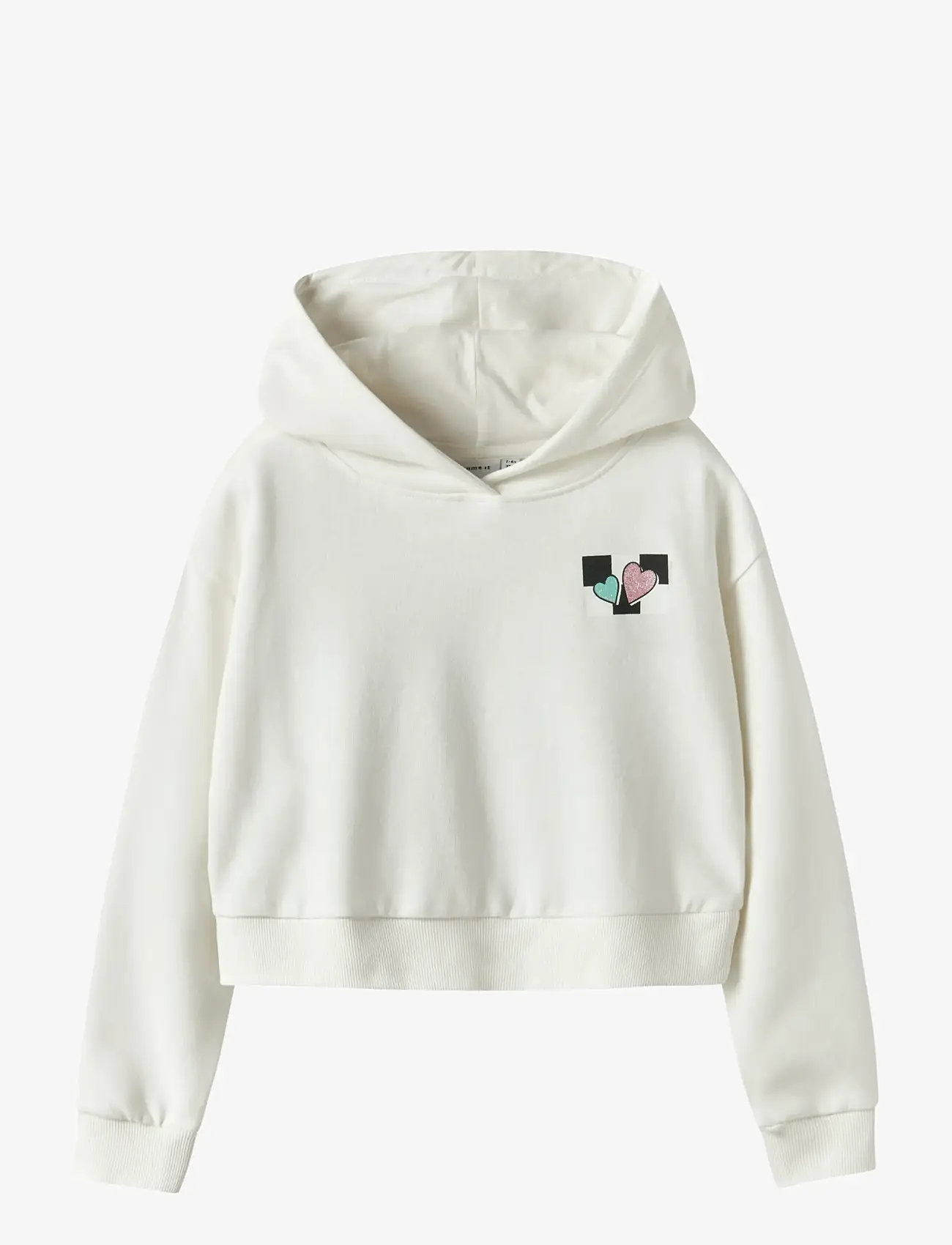 name it - NKFTARA LS CROP RLX SWE WH BRU PS NOOS - hættetrøjer - cloud dancer - 1