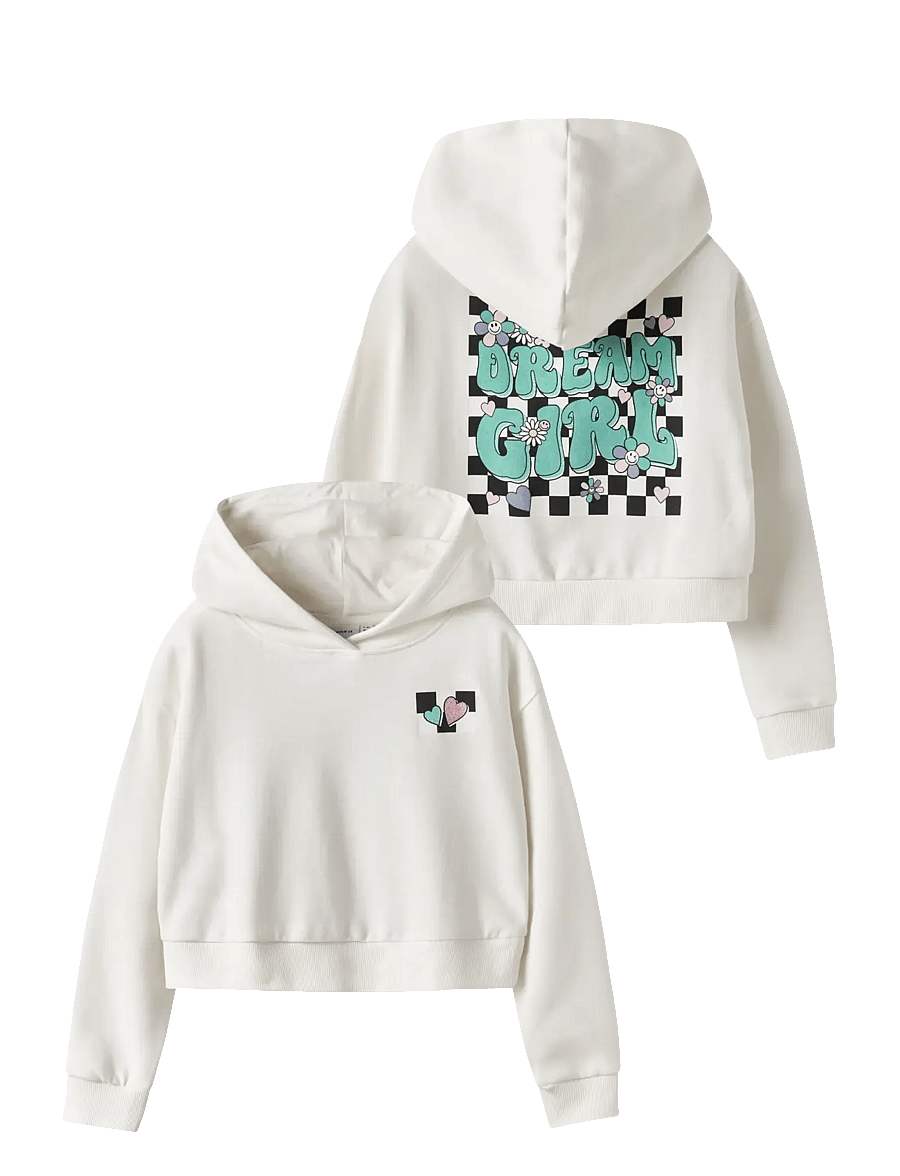 name it - NKFTARA LS CROP RLX SWE WH BRU PS NOOS - kapuzenpullover - cloud dancer - 1