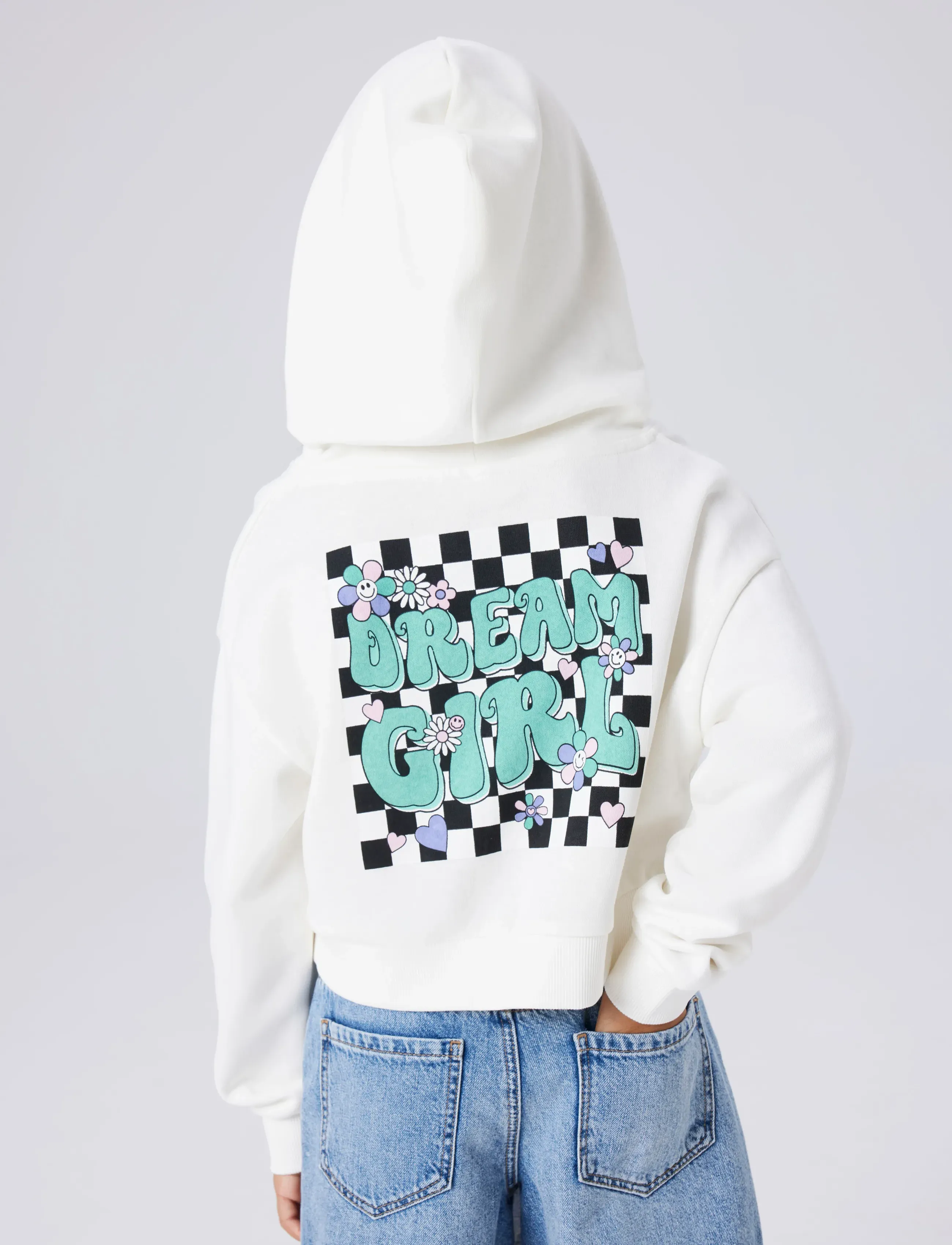 name it - NKFTARA LS CROP RLX SWE WH BRU PS NOOS - bluzy z kapturem - cloud dancer - 4